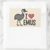 Sticker Rectangulaire J'aime Emus (Sac)