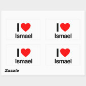 Sticker Rectangulaire j'aime ismael (Feuille)