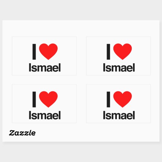 Sticker Rectangulaire j'aime ismael (Feuille)