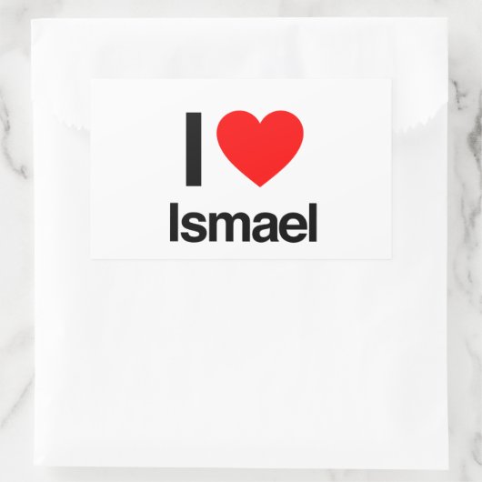 Sticker Rectangulaire j'aime ismael (Sac)