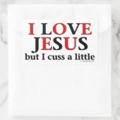 Sticker Rectangulaire J'aime Jésus [mais je mange un peu] (Sac)