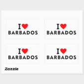 Sticker Rectangulaire J'aime la Barbade (Feuille)