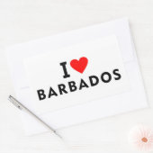 Sticker Rectangulaire J'aime la Barbade (Enveloppe)