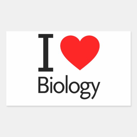 Sticker Rectangulaire J'aime la biologie (Devant)