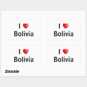 Sticker Rectangulaire J'aime la Bolivie (Feuille)