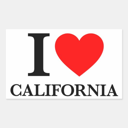 Sticker Rectangulaire J'aime la Californie (Devant)