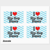 Sticker Rectangulaire J'aime la danse Hip hop (Feuille)