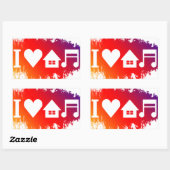 Sticker Rectangulaire J'aime la musique de maison (Feuille)
