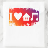 Sticker Rectangulaire J'aime la musique de maison (Sac)