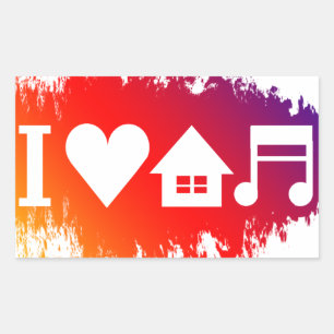 Sticker Rectangulaire J'aime la musique de maison
