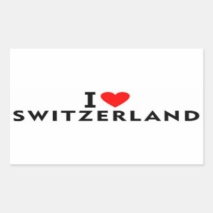 Sticker Rectangulaire J'aime la Suisse pays comme voyage cardiaque