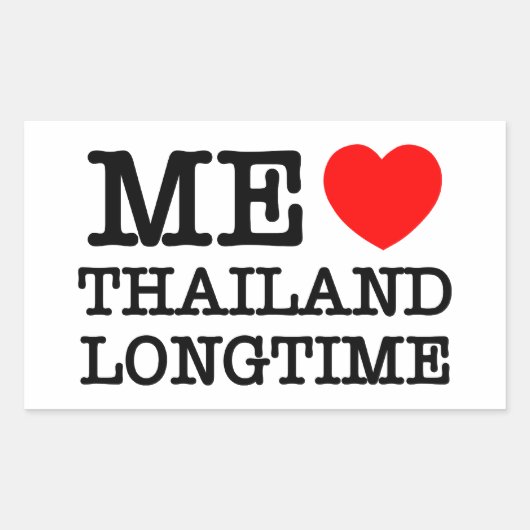 STICKER RECTANGULAIRE J'AIME LA THAÏLANDE LONGTEMPS (Devant)