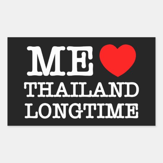 STICKER RECTANGULAIRE J'AIME LA THAÏLANDE LONGTEMPS (Devant)