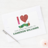 Sticker Rectangulaire J'aime La Très Grosse Chenille | Assiette de livre (Enveloppe)