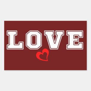 Sticker Rectangulaire J'aime la typographie blanche et le cœur rouge sim