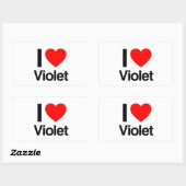 Sticker Rectangulaire j'aime la violette (Feuille)