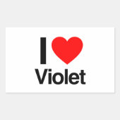 Sticker Rectangulaire j'aime la violette (Devant)