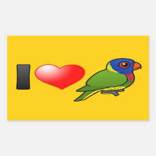 Sticker Rectangulaire J'aime l'arc-en-ciel Lorikeets