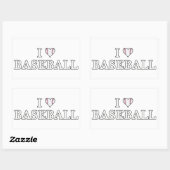 Sticker Rectangulaire J'Aime Le Baseball (Feuille)