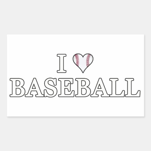 Sticker Rectangulaire J'Aime Le Baseball (Devant)