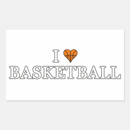 Sticker Rectangulaire J'aime le basket-ball (Devant)