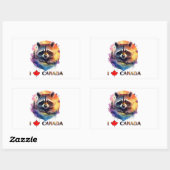 Sticker Rectangulaire J'aime le Canada (Feuille)