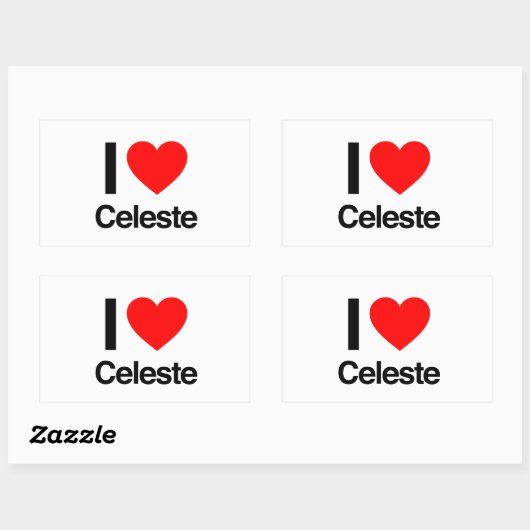 Sticker Rectangulaire j'aime le celeste (Feuille)