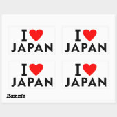 Sticker Rectangulaire J'aime le Japon pays comme voyage cardiaque systèm (Feuille)
