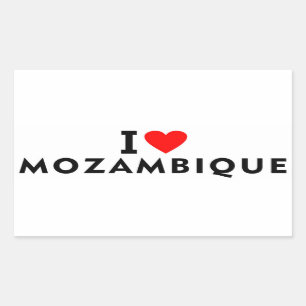 Sticker Rectangulaire J'aime le Mozambique pays comme voyage cardiaque