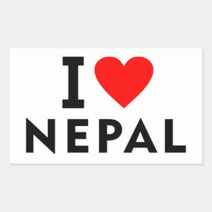 Sticker Rectangulaire J'aime le Népal pays comme voyage de coeur tourism