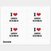 Sticker Rectangulaire J'aime le open source (Feuille)