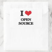 Sticker Rectangulaire J'aime le open source (Sac)