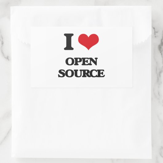 Sticker Rectangulaire J'aime le open source (Sac)