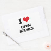 Sticker Rectangulaire J'aime le open source (Enveloppe)