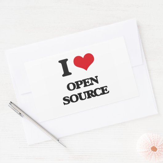 Sticker Rectangulaire J'aime le open source (Enveloppe)