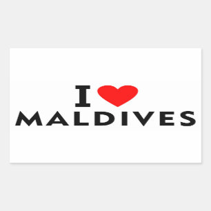 Sticker Rectangulaire J'aime le pays des Maldives comme voyage de coeur