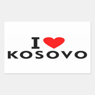 Sticker Rectangulaire J'aime le pays du Kosovo comme voyage cardiaque to