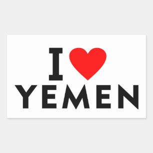 Sticker Rectangulaire J'aime le pays du Yémen comme voyage cardiaque tou
