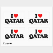 STICKER RECTANGULAIRE J'AIME LE QATAR (Feuille)
