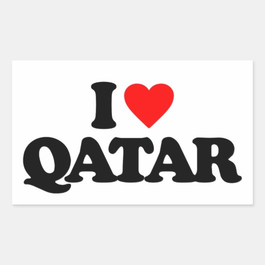STICKER RECTANGULAIRE J'AIME LE QATAR (Devant)