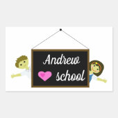 Sticker Rectangulaire J'aime l'école (Devant)
