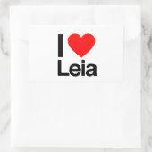 Sticker Rectangulaire j'aime leia (Sac)