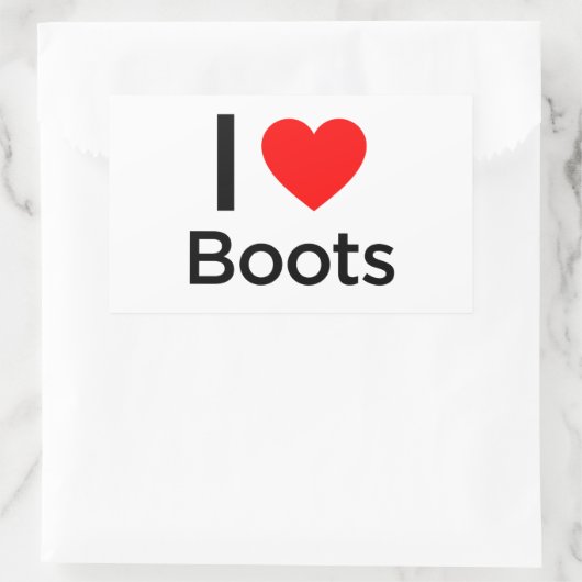 Sticker Rectangulaire J'aime les bottes (Sac)