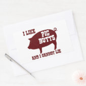 Sticker Rectangulaire J'aime les boutons de cochon et je ne peux pas men (Enveloppe)