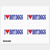 Sticker Rectangulaire J'Aime Les Chiens Chauds (Feuille)