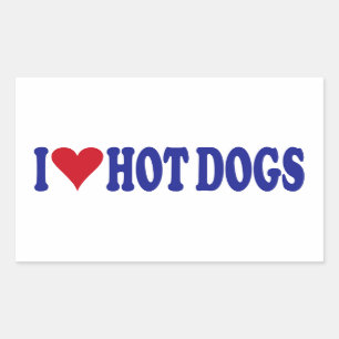 Sticker Rectangulaire J'Aime Les Chiens Chauds