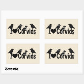 Sticker Rectangulaire J'Aime Les Corvids (Feuille)
