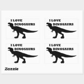 Sticker Rectangulaire J'Aime Les Dinosaures ! (Feuille)
