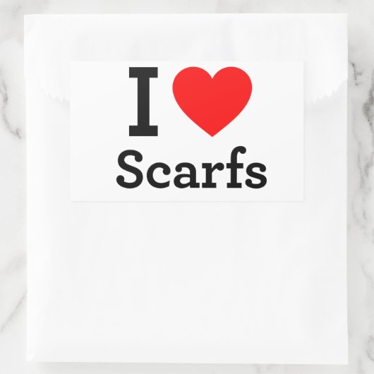 Sticker Rectangulaire J'aime les écharpes (Sac)