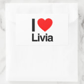 Sticker Rectangulaire j'aime livia (Sac)